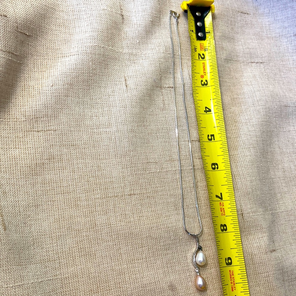 Elegant Silver Necklace with Pearl Drop Pendant featuring Ivory and Blush pearls